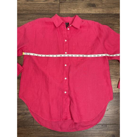 J.Crew Étienne Oversized Linen Shirt Baird McNutt Irish Linen Pink Sz Small - Picture 5 of 7